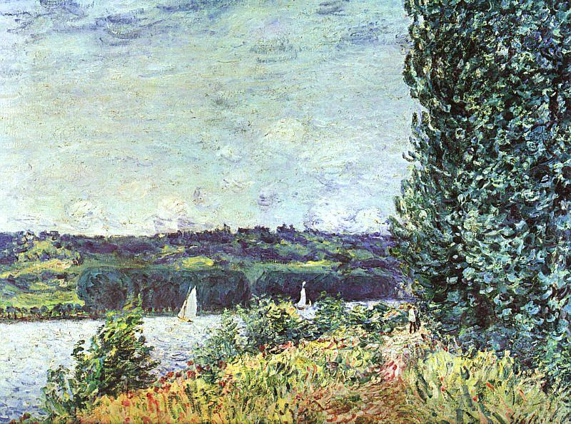 Alfred Sisley The Banks of the Seine : Wind Blowing oil painting image